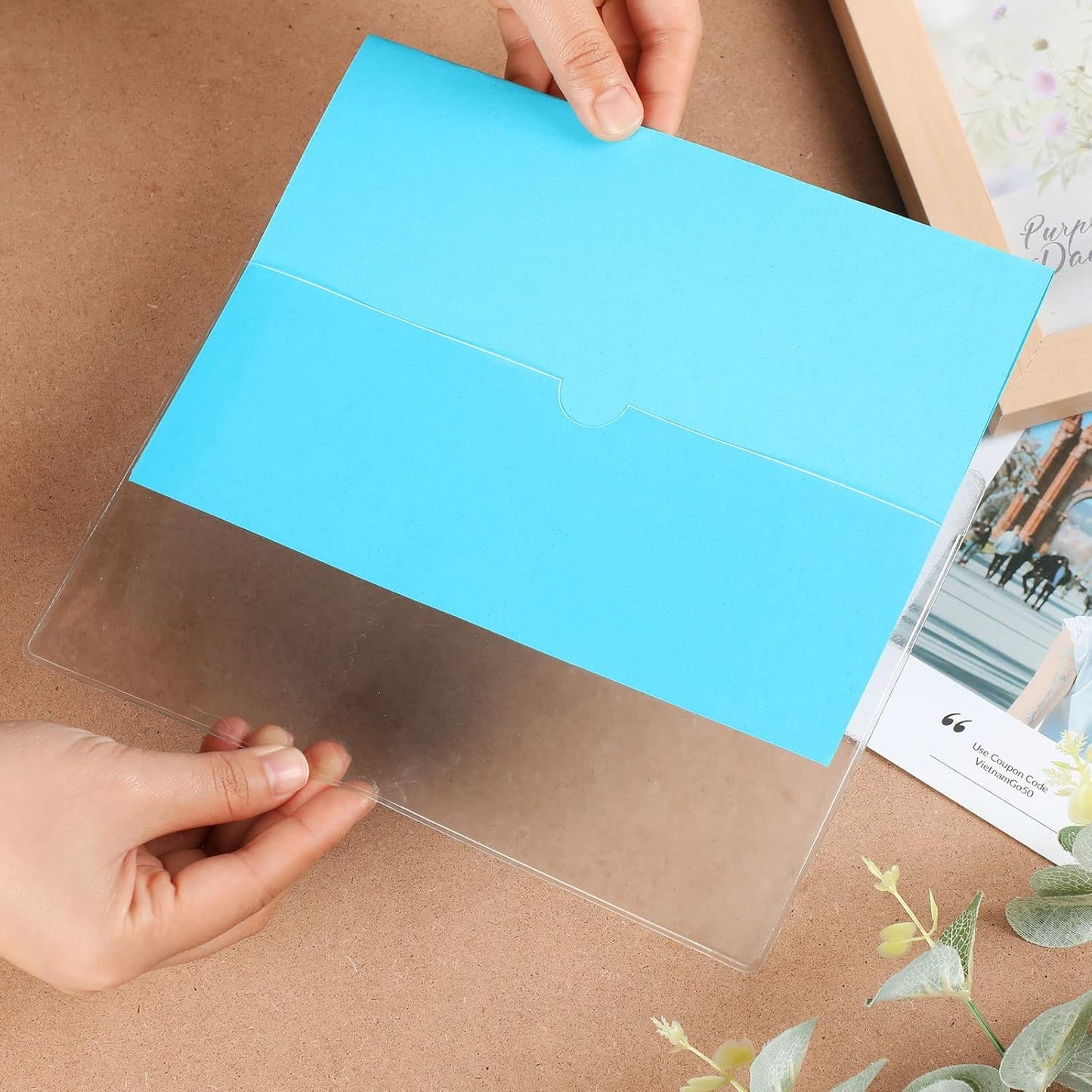 30 Pack Self-Adhesive Index Card Pockets with Top Open for Loading - Ideal Index Card Holder for Organizing and Protecting - Crystal Clear Plastic (5.8 x 8.7 Inches)