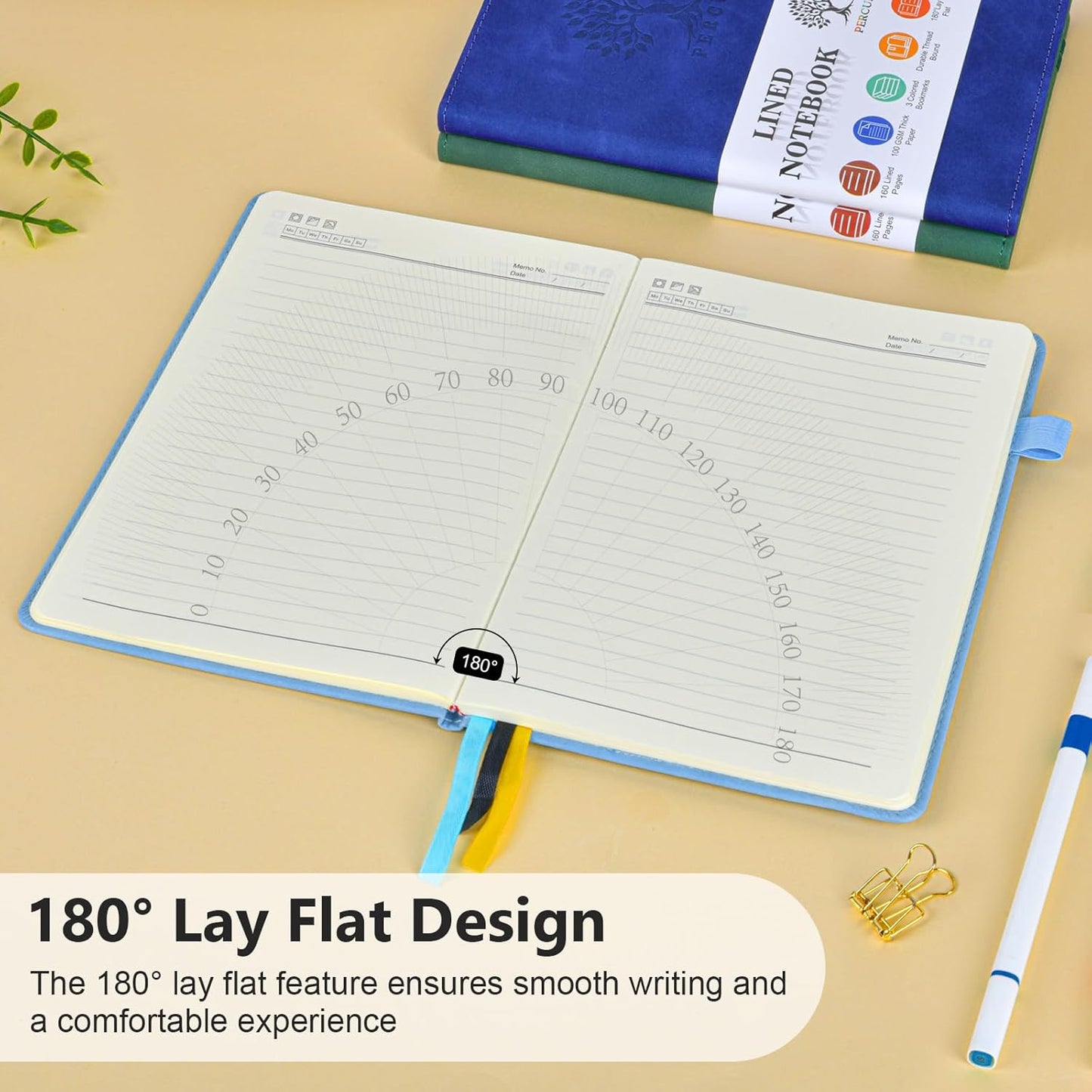 Lined Journal Notebook for Men & Women, 160 Pages College Ruled Journal for Writing, A5 Hardcover Leather Notebooks for Work, School, Business, Travel, Daily Diary 5.9" x 8.5" - Blue