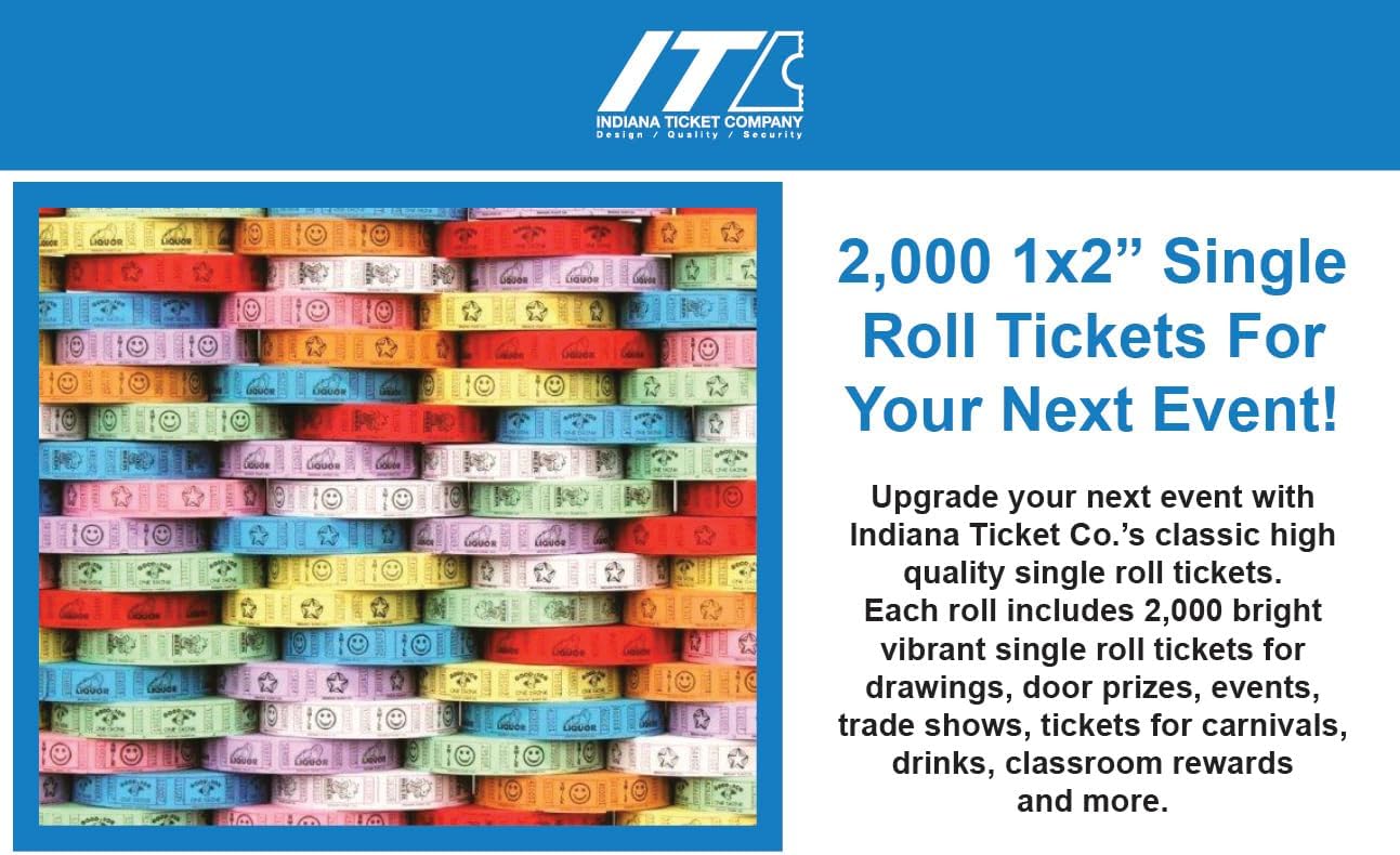 INDIANA TICKET CO. 2,000 Yellow Star Tickets, Single Roll – 4 Color Selection – Classroom Rewards, Events, Fundraisers, Door Entry, Raffles, Prizes, Drink/Food Tickets, Party Supplies & More