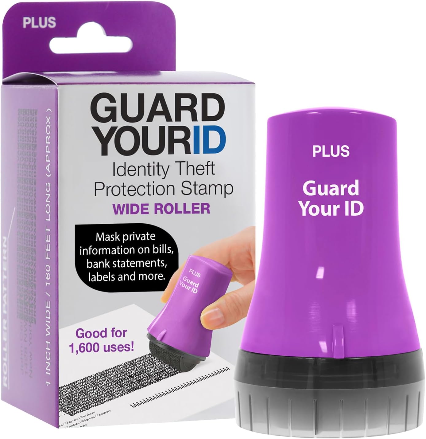 Guard Your ID Wide Advanced Roller 2.0 Identity Theft Prevention Security Stamp Purple