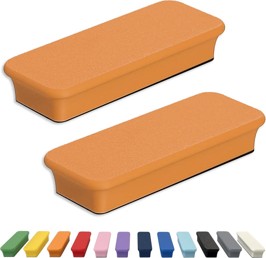 Glassboard Studio Mega Magnets - Neodymium - Heavy Duty, Colorful, Ergonomic, Ideal for Crafting, Quilting, and as Magnetic Knife Holders (2, Tangerine Orange Bar)