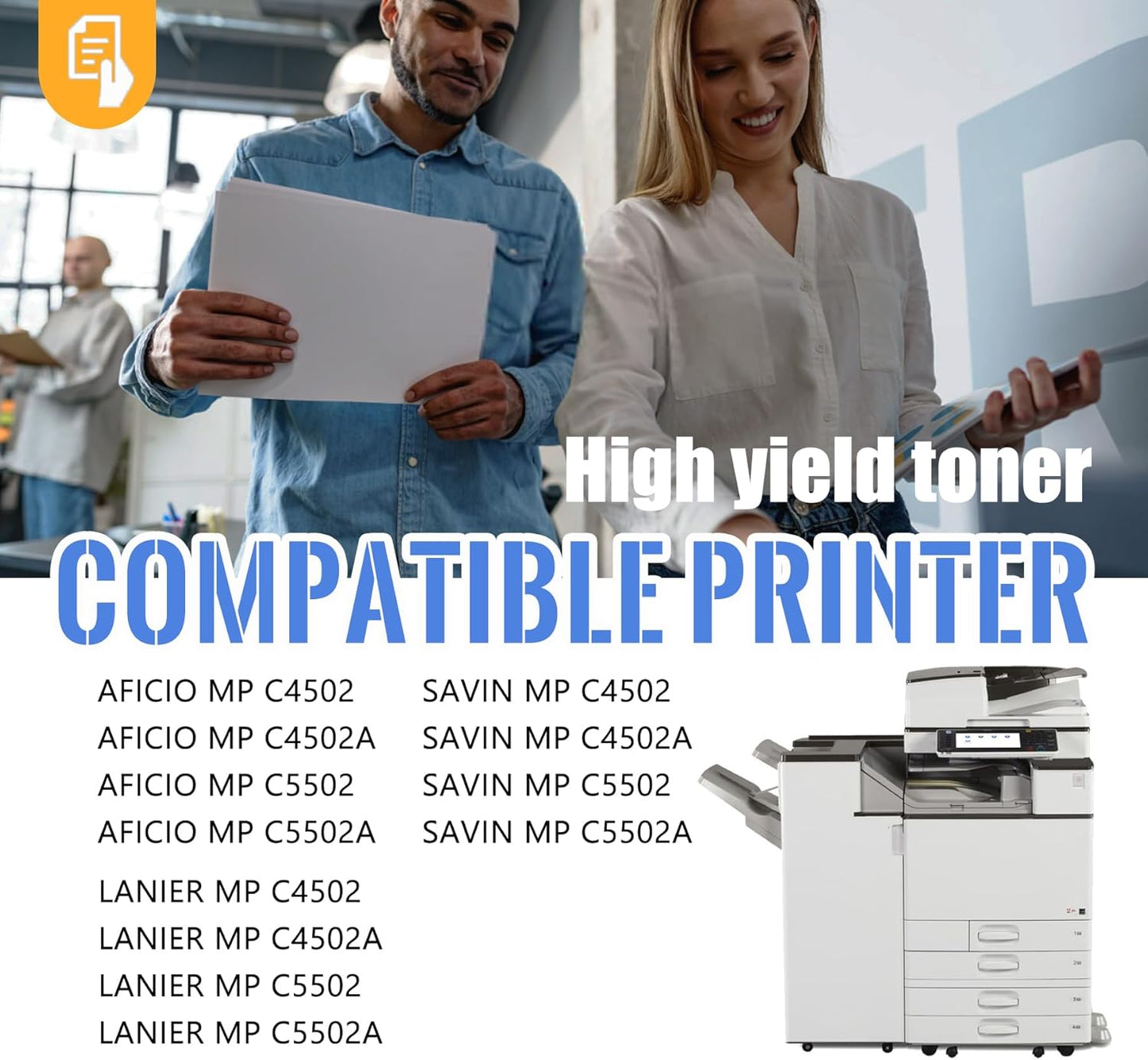 1 Pack MP C5502 Black Toner Cartridge | Replacement for Ricoh MP C5502 Work with Aficio MP C4502 C4502A C5502 C5502A LANIER MP C4502 C4502A C5502 C5502A SAVIN MP C4502 C4502A C5502 C5502A | 841751