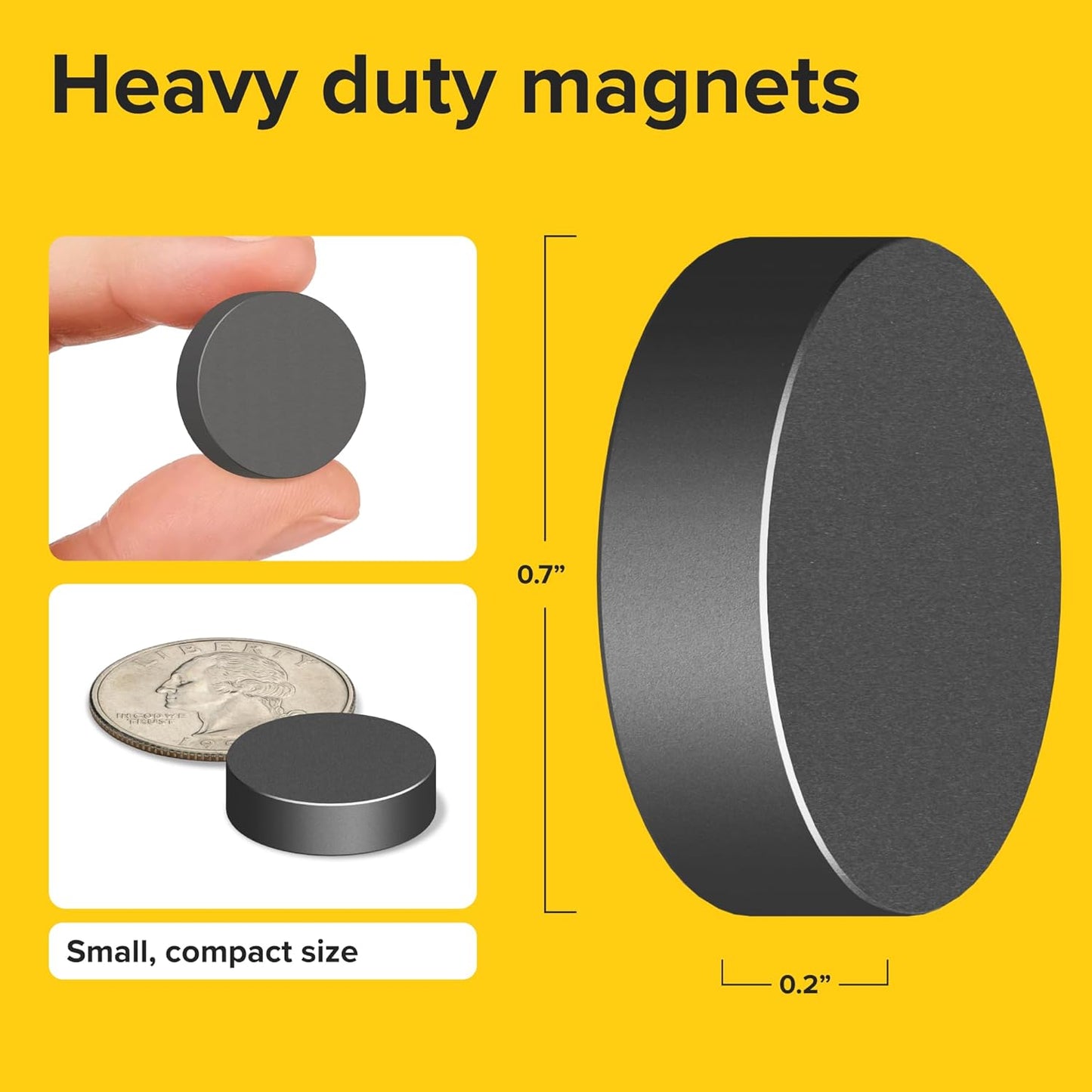 Heavy Duty Magnets for Crafts - Ultra Strong Round Magnets for DIY, Home Space Organization & Decoration - Perfect Size for Whiteboard & Fridge (100 pcs, 0.7x0.2)