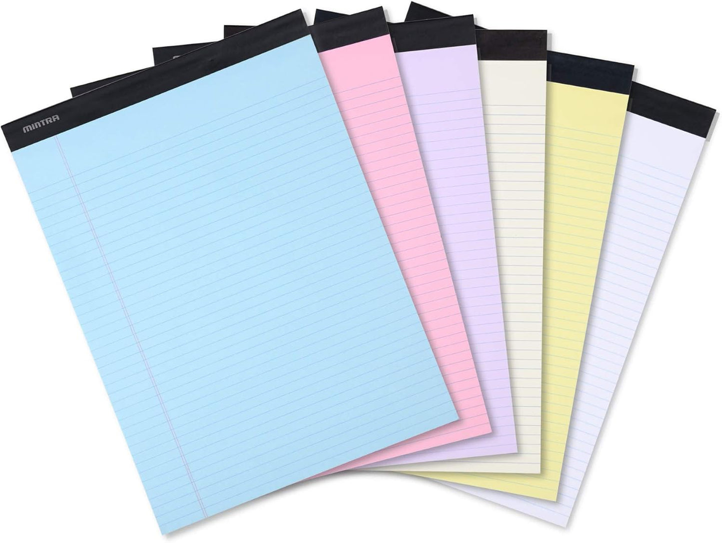 Mintra Office Legal Pads, ((Basic 6pk - (Pastel Version #2), 8.5in x 11in, Narrow Ruled))