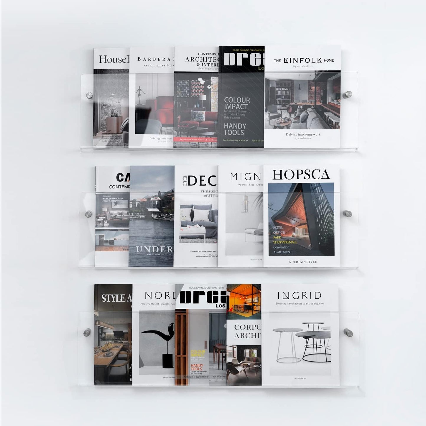 Clear Acrylic Brochure Holder Wall Mount 3 Tier, Hanging Bookshelf Magazine Rack Literature Storage Rack for Waiting Room, Living Room, Office, Home Display