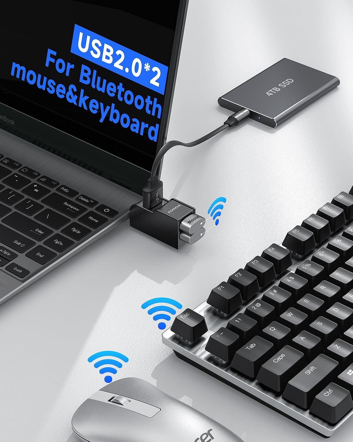 FORIDA 3 Ports USB 3.0 Adapter, USB Hub with 1 USB 3.0 and 2 USB 2.0 Ports, Portable USB Port Splitter for Keyboard, Mobile Hard Disk, U Disk, Camera, Mouse, etc (Black)