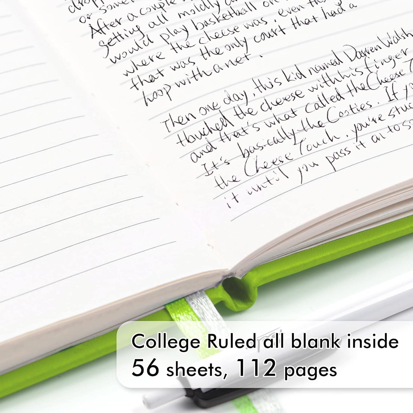 feela 6 Pack Pocket Small Notebooks Bulk, Mini Cute Memo Notepads Hardcover College Ruled Lined Journals with Pen Holder for Women Girls Office School, with 6 Black Pens, 3.5”x 5.5”, A6, Green