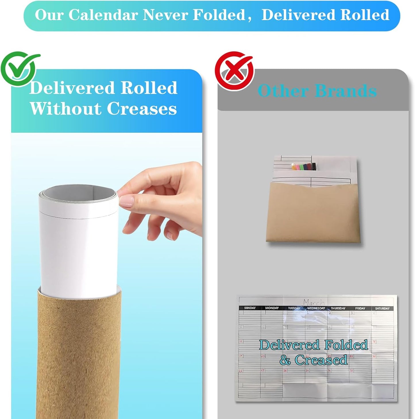 Dry Erase Calendar for Wall - 38" x 58" Extra Large White Board Calendar, One Month Undated Blank Daily Planner, Reusable Laminated 30-Day Task Organizer for Office, Classroom, Home(No Creases)