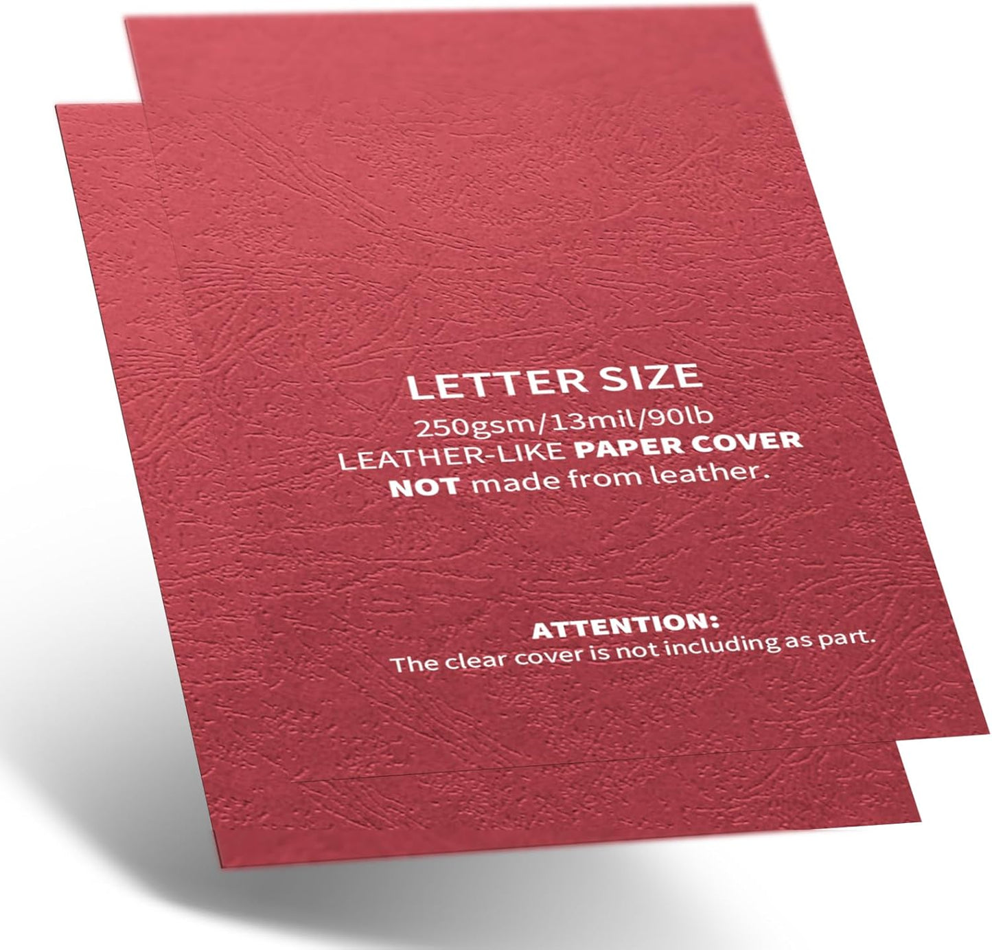 Binditek 100 Pack Grain Texture Paper Binding Presentation Covers, 8.5 x 11 Inches, 13Mil, 90lb, Un-Punched, Letter Size, Red, Office Supplies