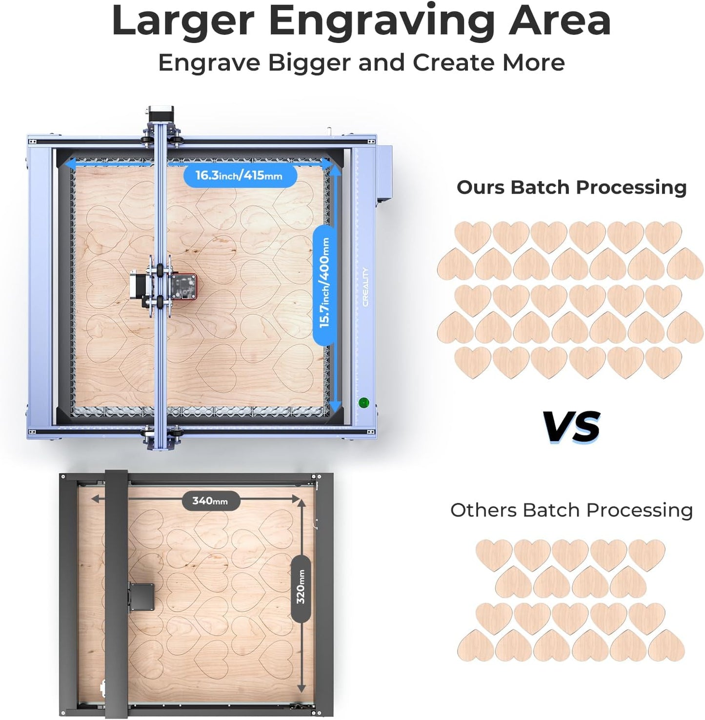 Creality Falcon 5W Laser Engraver Machine with Honeycomb Laser Bed 500x500, 10000mm/min, 72W High-Precision Laser Cutter for Wood, Acrylic, and Metal, Easy Setup and Out-of-The-Box
