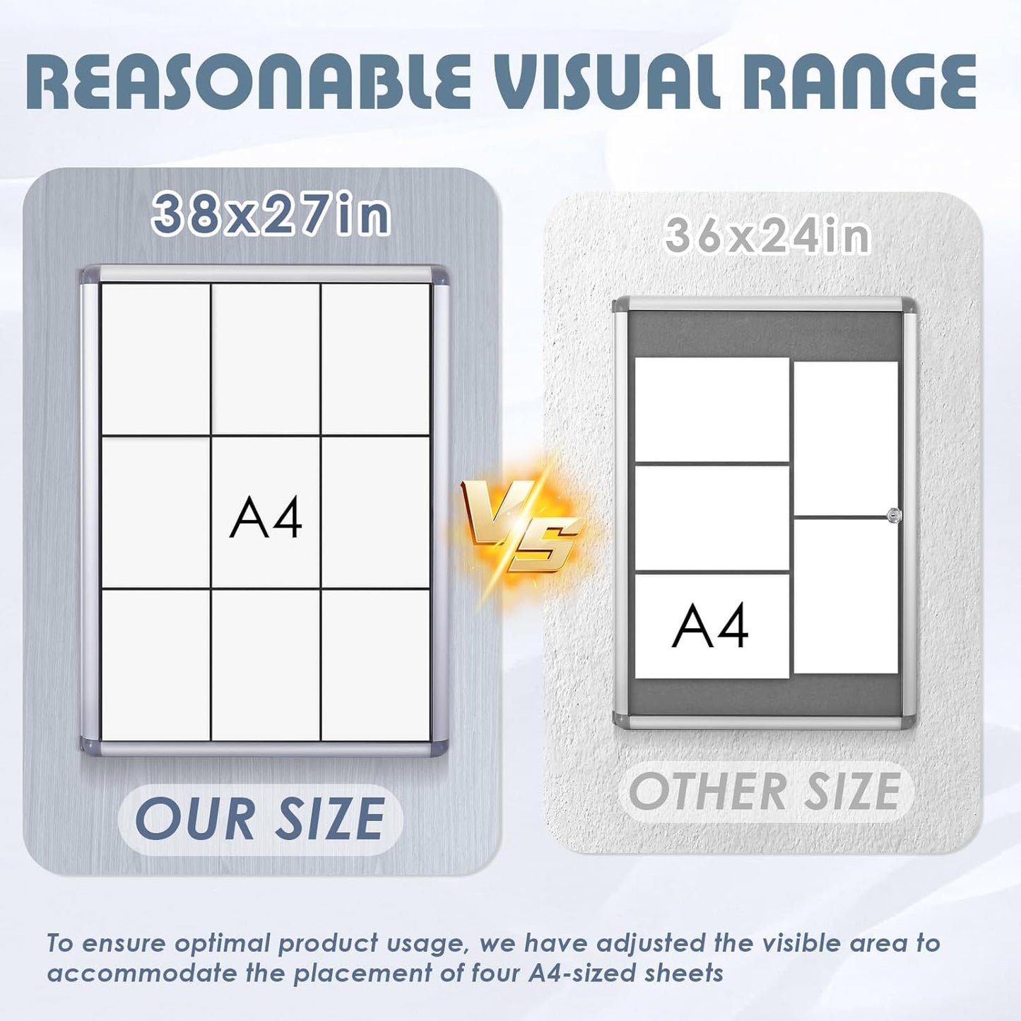 Enclosed Bulletin Board Lockable Display Case Message Board with Locking Door for Indoor, Black Felt, Silver Aluminum Frame, 38x28inches(9xA4)