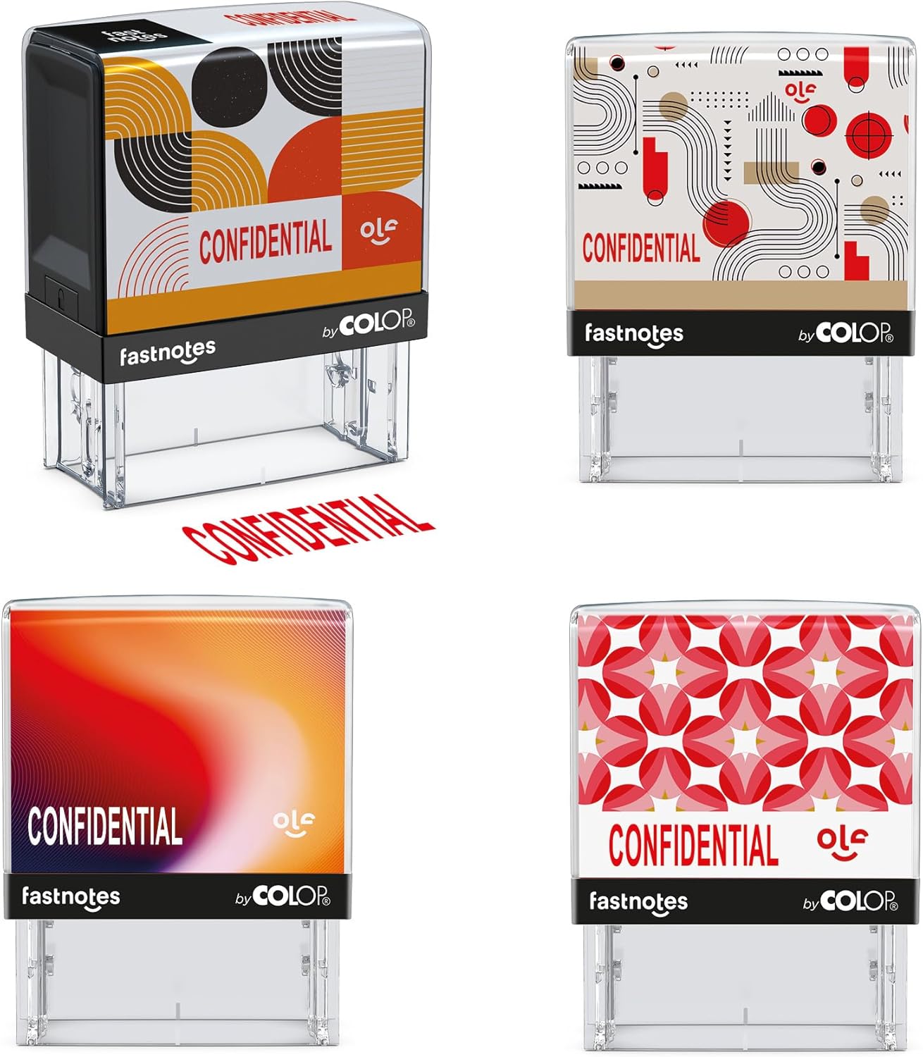Fastnotes Confidential Self-Inking Rubber Stamp by COLOP - Great for Office Documents, Notary, Warehouse, Accounting Paperwork, Business, and Legal Documentation - Red Ink (Confidential- Red)