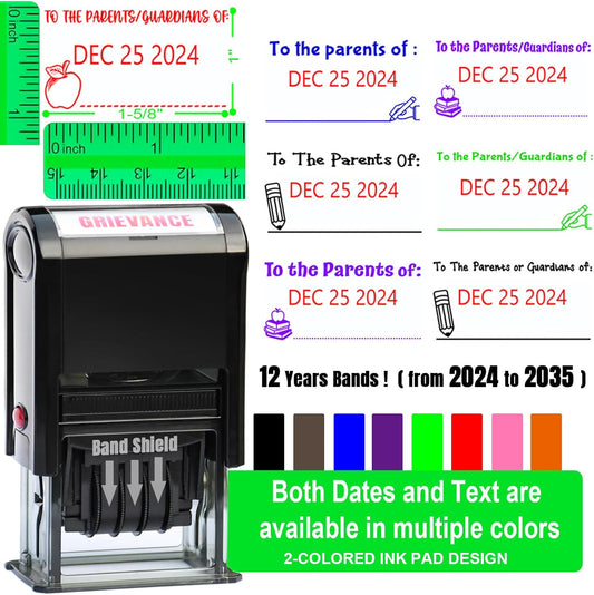 Custom-Teacher-Stamps with Date Self Inking Parent Name Signature Stamps with Date Personalized to The Parents or Guardian of Stamp with Date for Teacher Grading (Parent Name Stamp)