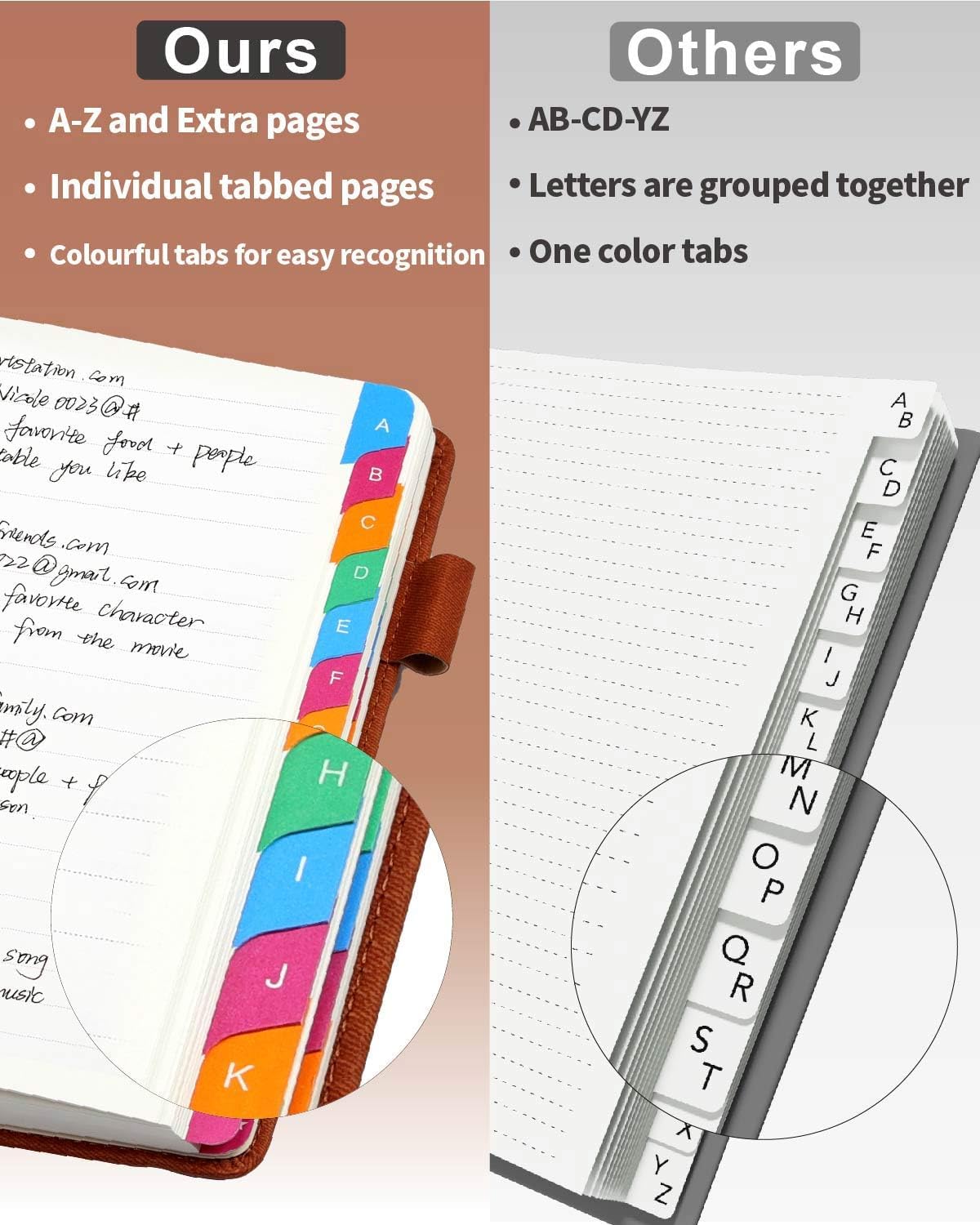 Password Keeper Book with Colorful Alphabetical Tabs, Hardcover Password Log-Book for Internet Password and Website Address, 5.8"×8.4" Password Notebook for Home Office (Sienna)