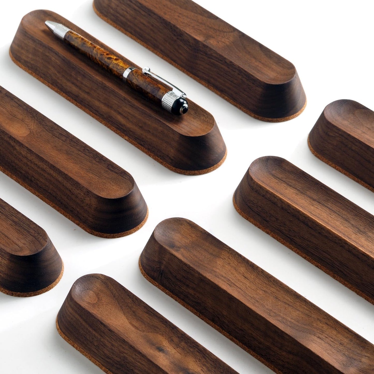 Wood Pen Tray – Handmade Walnut Desk Organizer, Minimalist Pen Holder for Office, Home, Gift (MODEL-2-WALNUT)