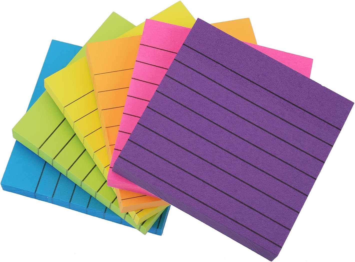Nicunom 30 Pack Lined Sticky Notes 3x3 in, 3000 Sheets Bright Ruled Post Stickies Colorful Sticky Note Pads Super Sticking Power Memo Pads for Office Home School, 100 Sheets/Pad