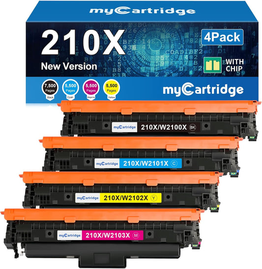 210X Toner Cartridges 4 Pack High Yield (with Chip) Compatible Replacement for HP 210X 210A for Color Laserjet Pro MFP 4301fdw 4301fdn Pro 4201dw 4201dn Series Printer Ink W2100X W2100A (BCMY, 4-Pack)