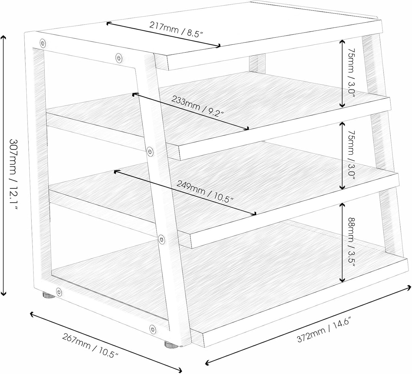 Fenge Desk Shelf Organizer, 4 Tier Desktop Shelf, Wood and Metal Office Shelves, Corner File Organizer for Office Supplies, Top of Desk Organizers and Accessories