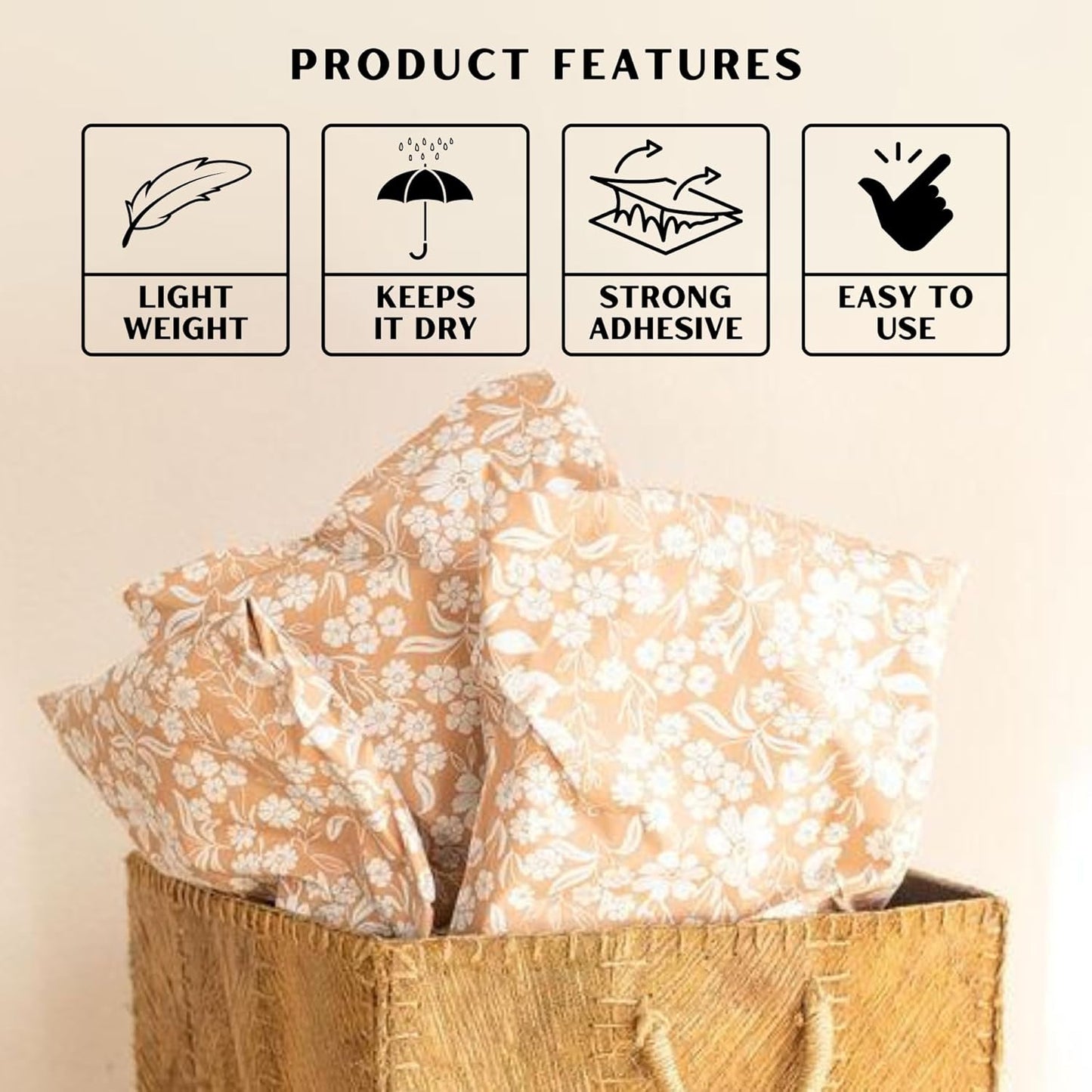 Poly Mailers 10x13 Inch 100 Pack Medium Shipping Bags Strong Thick Mailing Envelopes | Self Sealing Adhesive | Waterproof & Tear Proof | Small Business Packaging for Clothing - Floral Dusty Pink