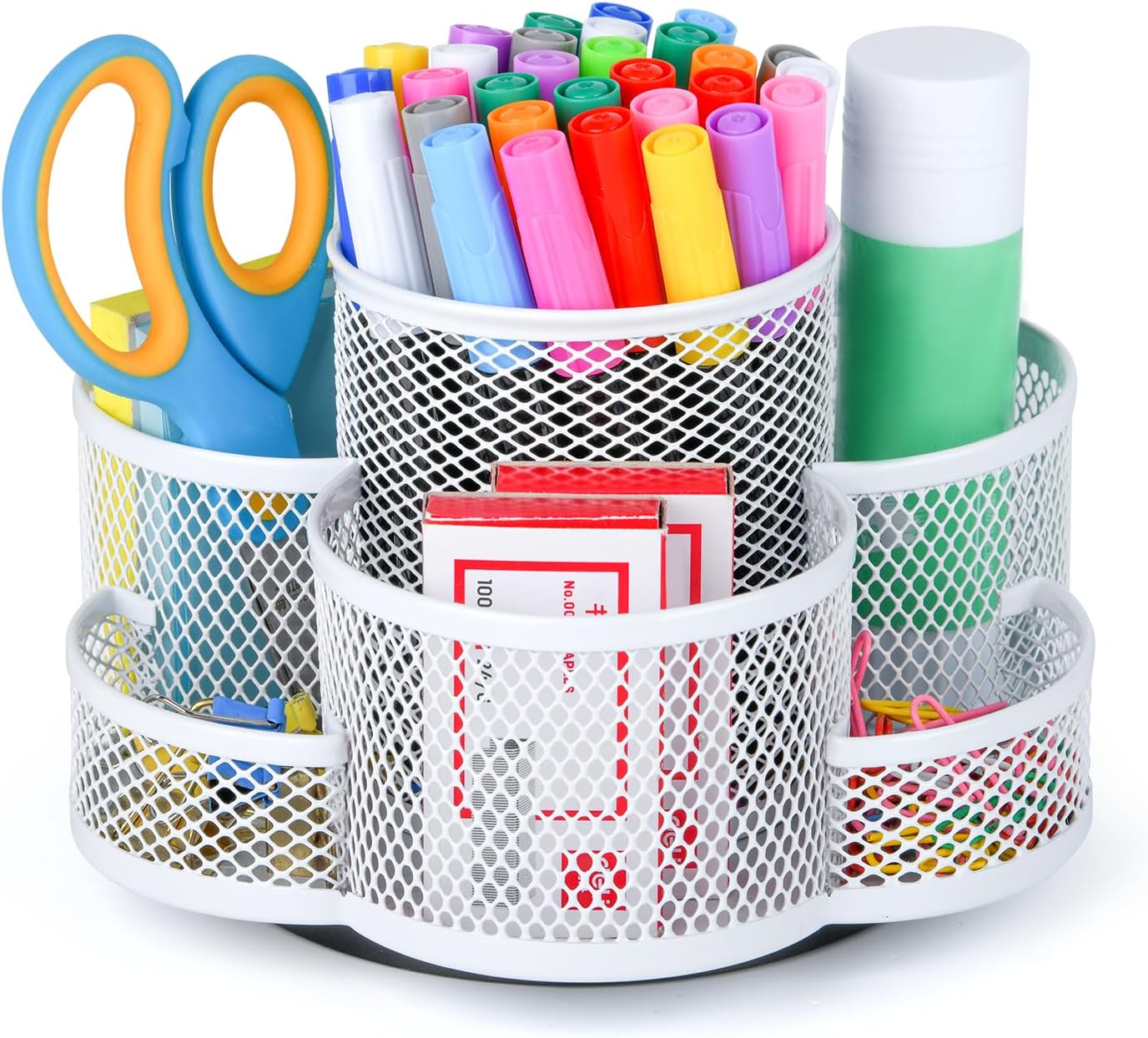 Pen Holder for Desk, Rotating Pencil Holder, Cup Holder for Desk Office, Pen Organizer (Pure White)