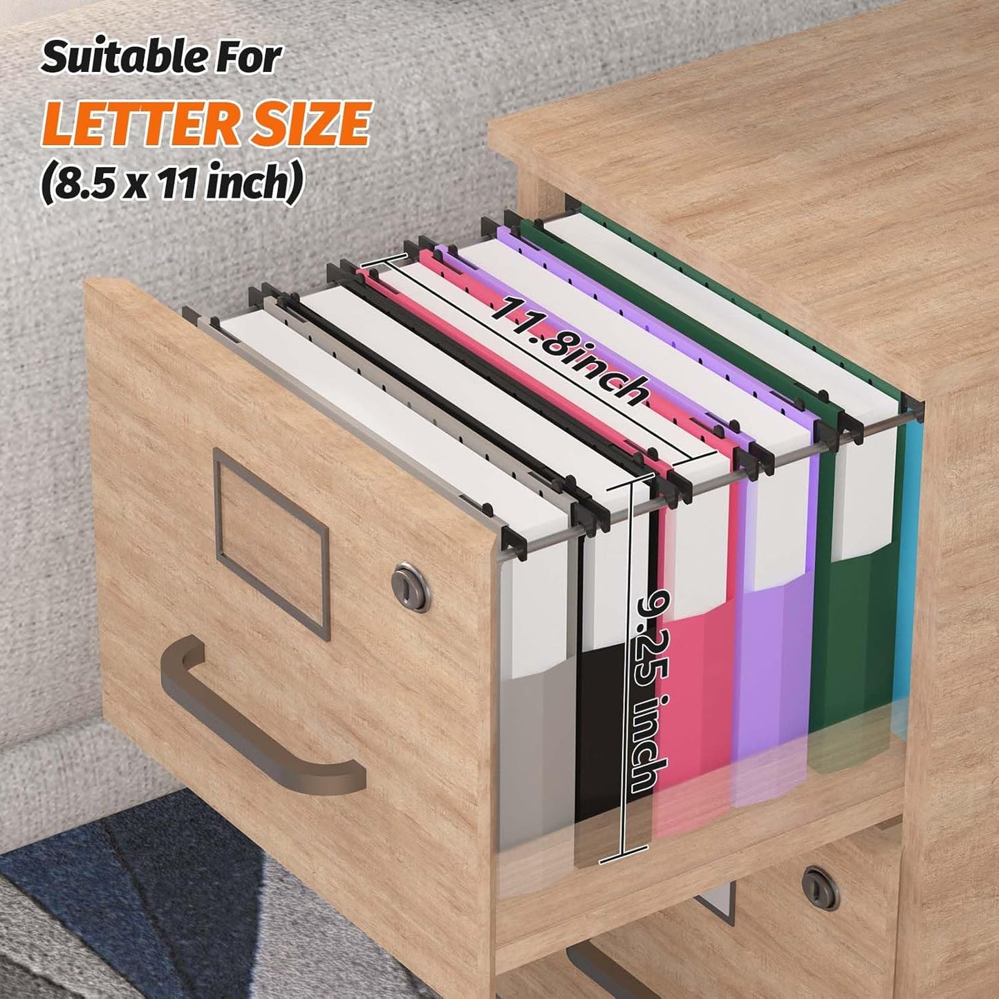 Extra Capacity Plastic Hanging File Folders,12 Pack Reinforced Expanding Hang Folder Letter Size,Accordian Pocket,Heavy Duty 2 Inch Expansion,Hanging Folder Organizer for Office Home,Assorted Colors