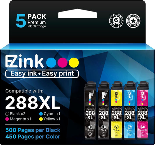 E-Z Ink Remanufactured Ink Cartridge Replacement for Epson 288 288XL High Yield to use with XP-440 XP-446 XP-330 XP-340 XP-430 (2 Black, 1 Cyan, 1 Magenta, 1 Yellow with Latest Upgraded Chips)