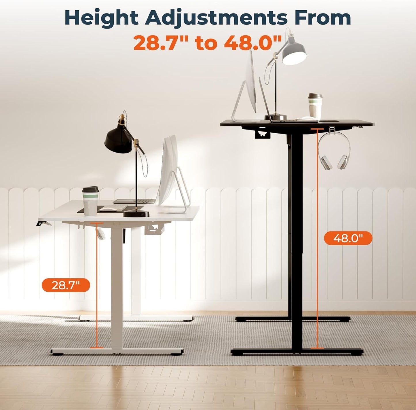 Standing Desk, Large 71x31 Inches Height Adjustable Stand Up Desk with Cable Management, Home Office Computer Desk with Memory Preset with Charging USB Port & Sedentary Reminder