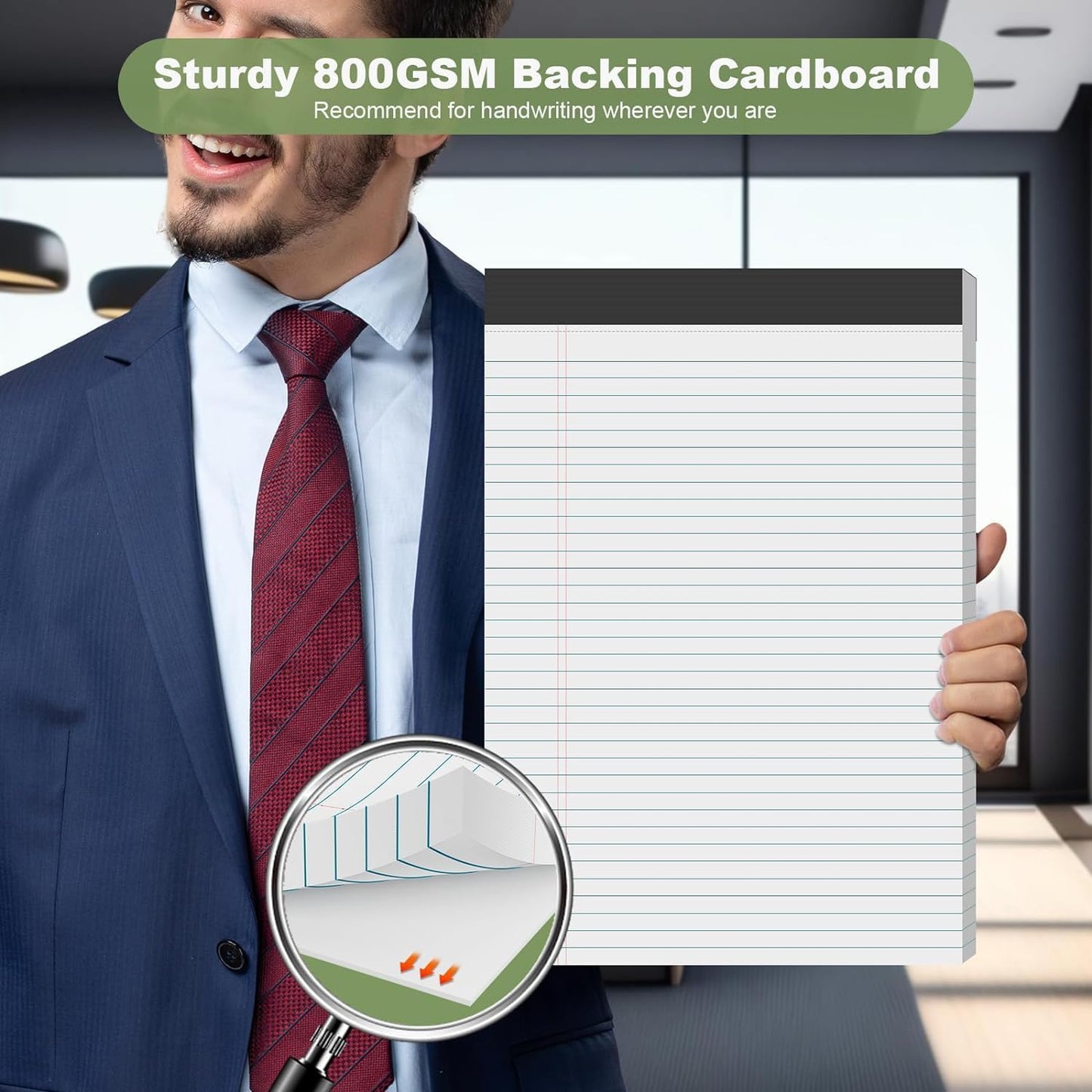 Legal Pads 8.5 x 11.75 Inch Notepad, 12 Pack White Legal Pads 8.5 x 11.75 College Ruled Notepads, Micro Perforated Desk Notepad with Study Backboard, White Notepads for School College Office Business