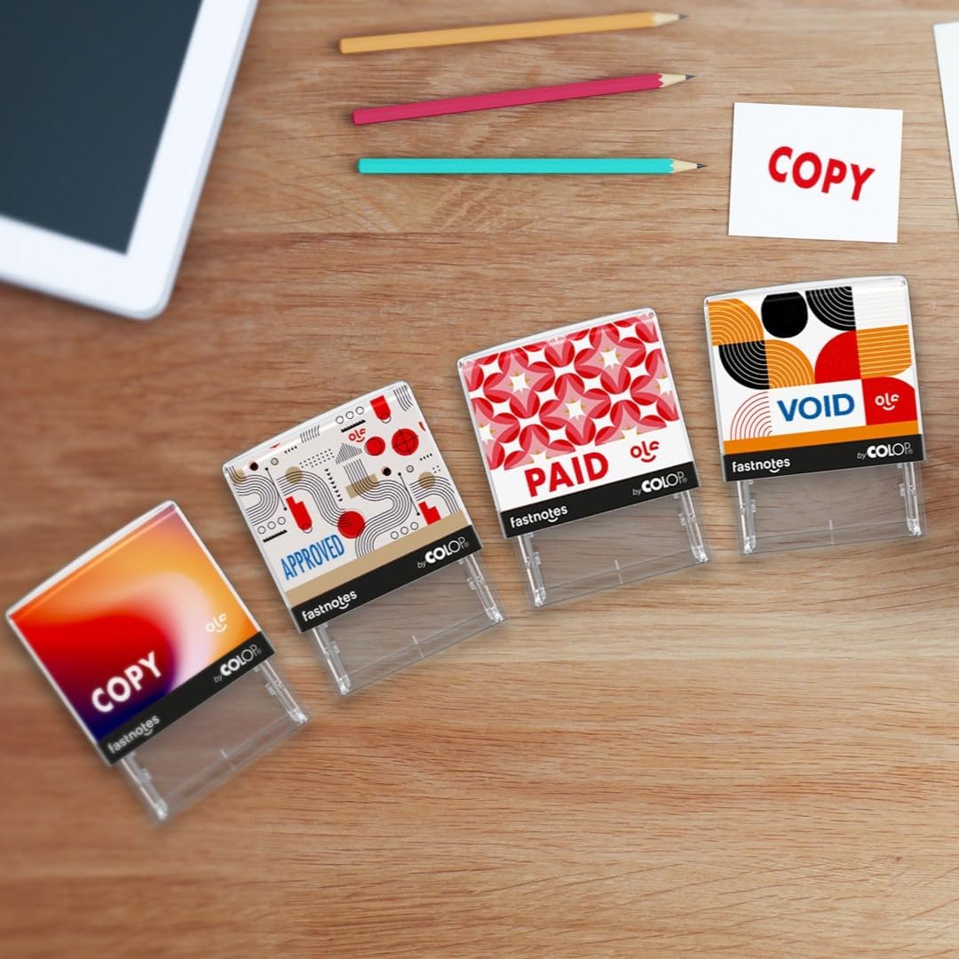 Fastnotes Revised Self-Inking Rubber Stamp by COLOP - Great for Office Documents, Notary, Warehouse, Accounting Paperwork, Business, and Legal Documentation - Red Ink (Revised- Red)