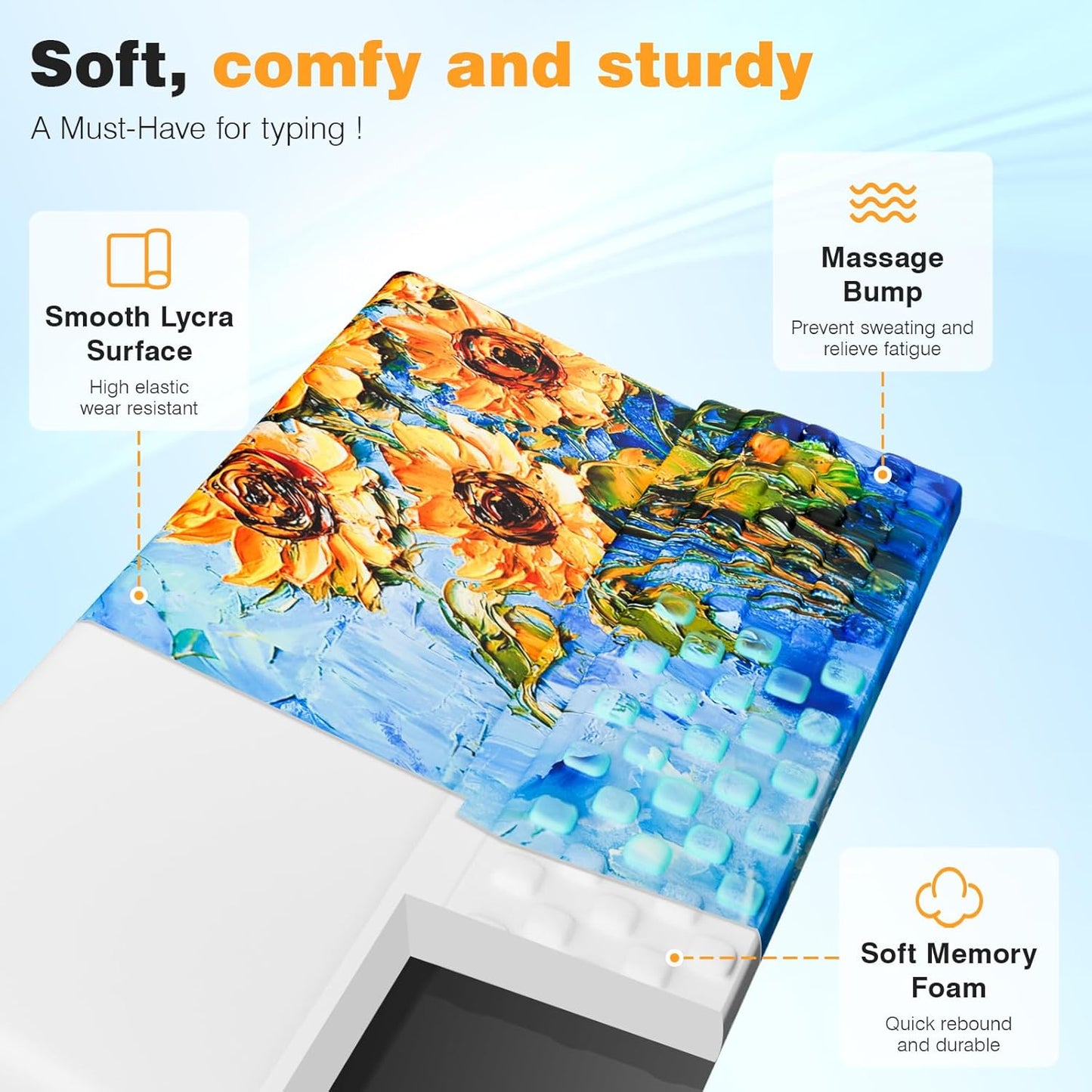 Ospelelf Ergonomic Keyboard Wrist Rest Pad Comfortable Keyboard Stand Riser Holder Pad for Office Gaming