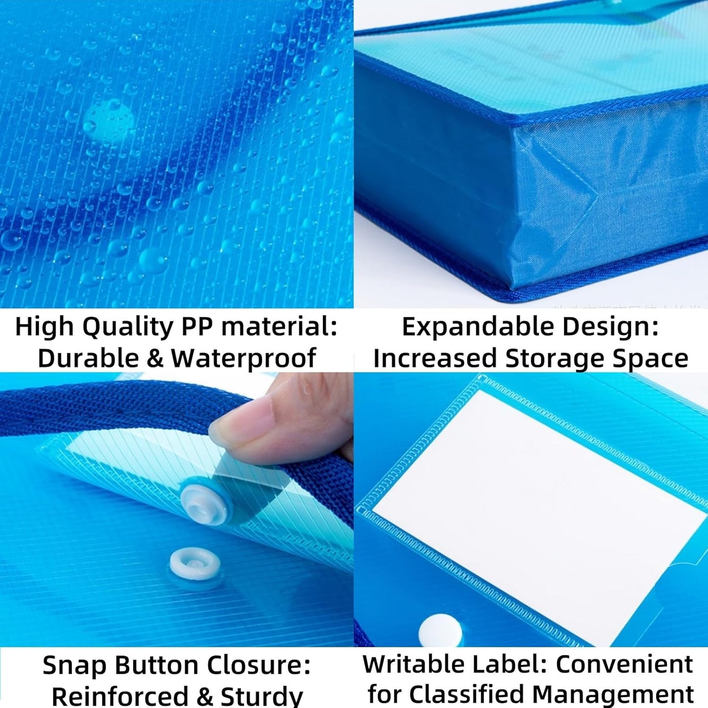 7 Pack Plastic Expanding File Folders, Folders For Documents With Snap Closure, Assorted Colors, Transparent Envelopes, Documents Holder,Paper Organizer, Waterproof, Fit Letter/A4 Size (A4) (Colorful)