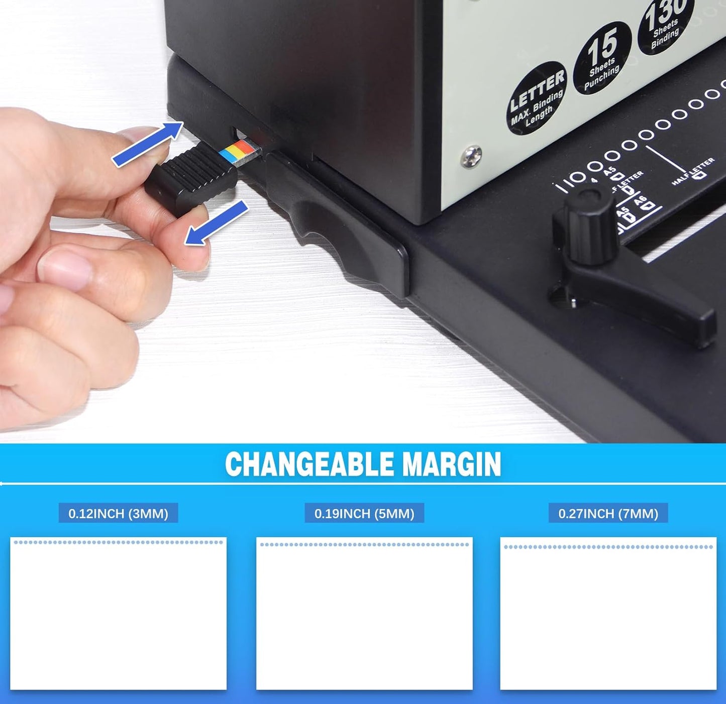 Rayson PD-1503 Coil Binding Machine, 4:1 Pitch Spiral Binder with Electric Coil Inserter for Max. Punching Letter Size