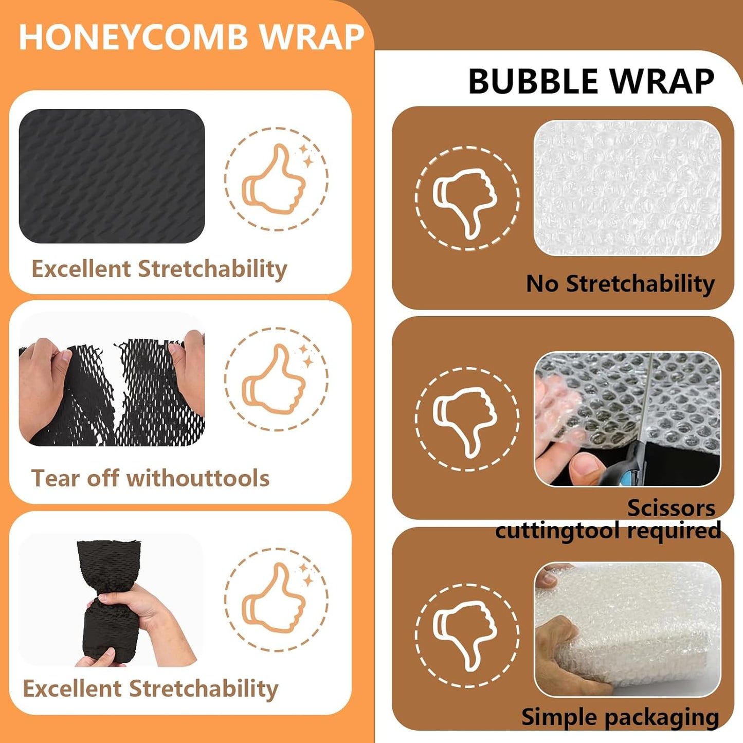 Honeycomb Packing Paper, 12" x 200' Packing Paper Substitute Alternative for Bubble Cushioning Wrap for Moving Shipping Packaging, Recyclable Moving Supplies Bubble Packing Wrap Roll-Black