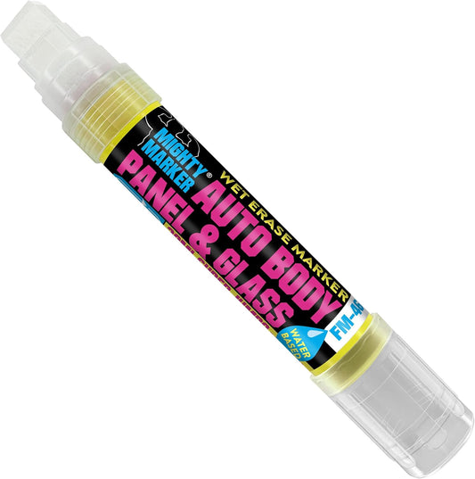 FM-46 Auto Body and Glass Super Jumbo Paint Marker, No-Ghost Formula, Water-Resistant, Valve Action, Removable, Water-Based, 30ml Capacity, Made in USA, Fl. Yellow 3 Pack