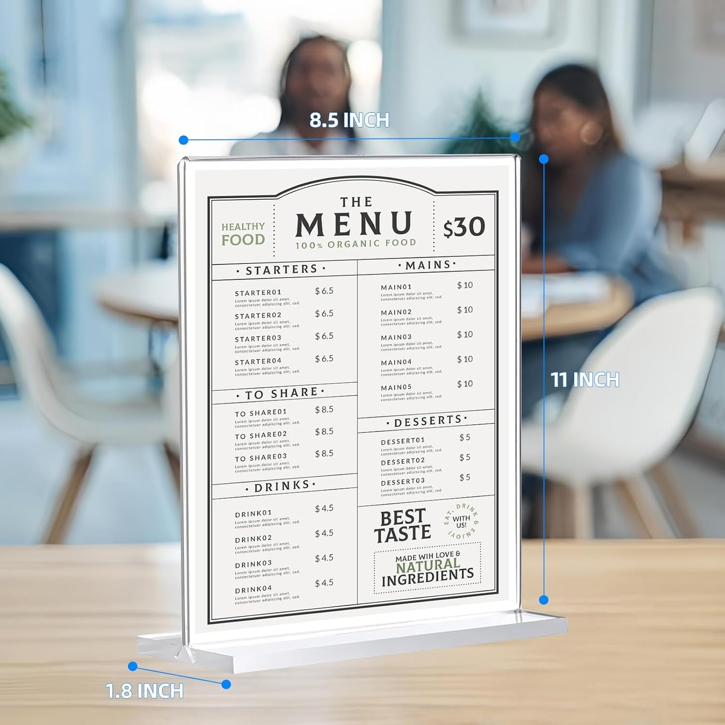 18 Pack Acrylic Sign Holder 8.5 x 11, Double-Sided Clear Sign Holder Plastic Stands for Display, T Shape Acrylic Table Sign Stands for Office Store Restaurants Wedding Party Decoration