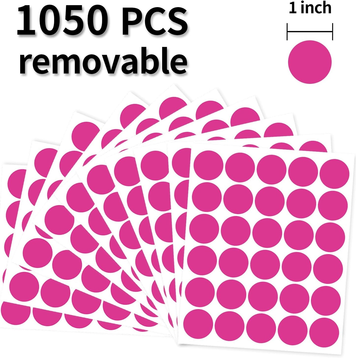 1 Inch Removable Color Code Dot Sticker Round Labels,Garage Sale Stickers Price Tags Label Blank Yard Sale Circle Dot Stickers Removable Writable Not Blurry (1050 Pack,Pink)