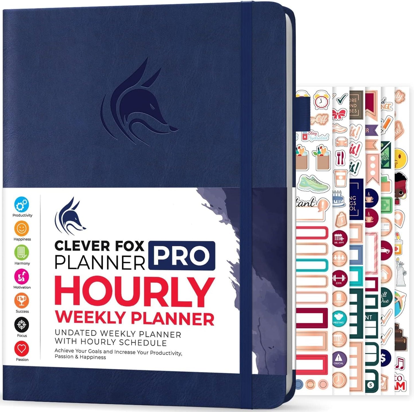 Clever Fox Planner PRO Schedule – Undated Weekly & Monthly Life Planner with Time Slots, Appointment Book & Daily Organizer, A4 (Dark Blue)