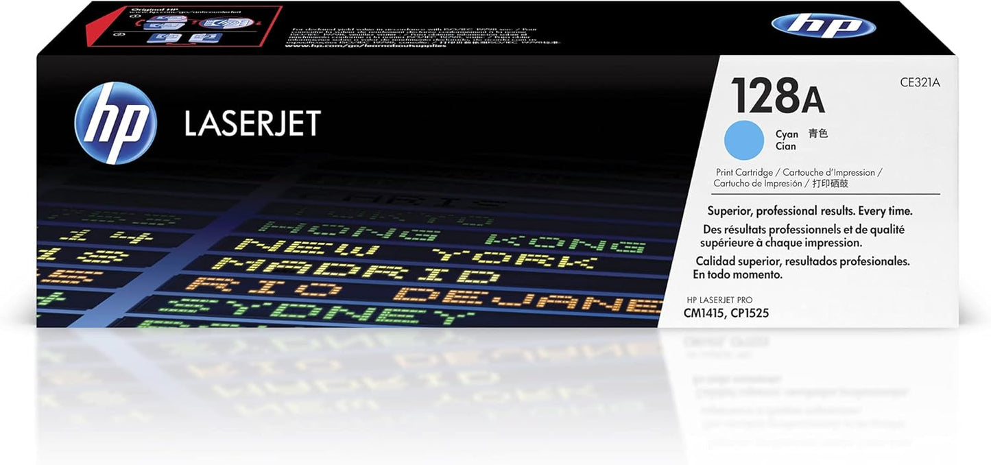 HP 128A Cyan Toner Cartridge | Works with HP LaserJet Pro CM1415 Color, CP1525 Color Series | CE321A