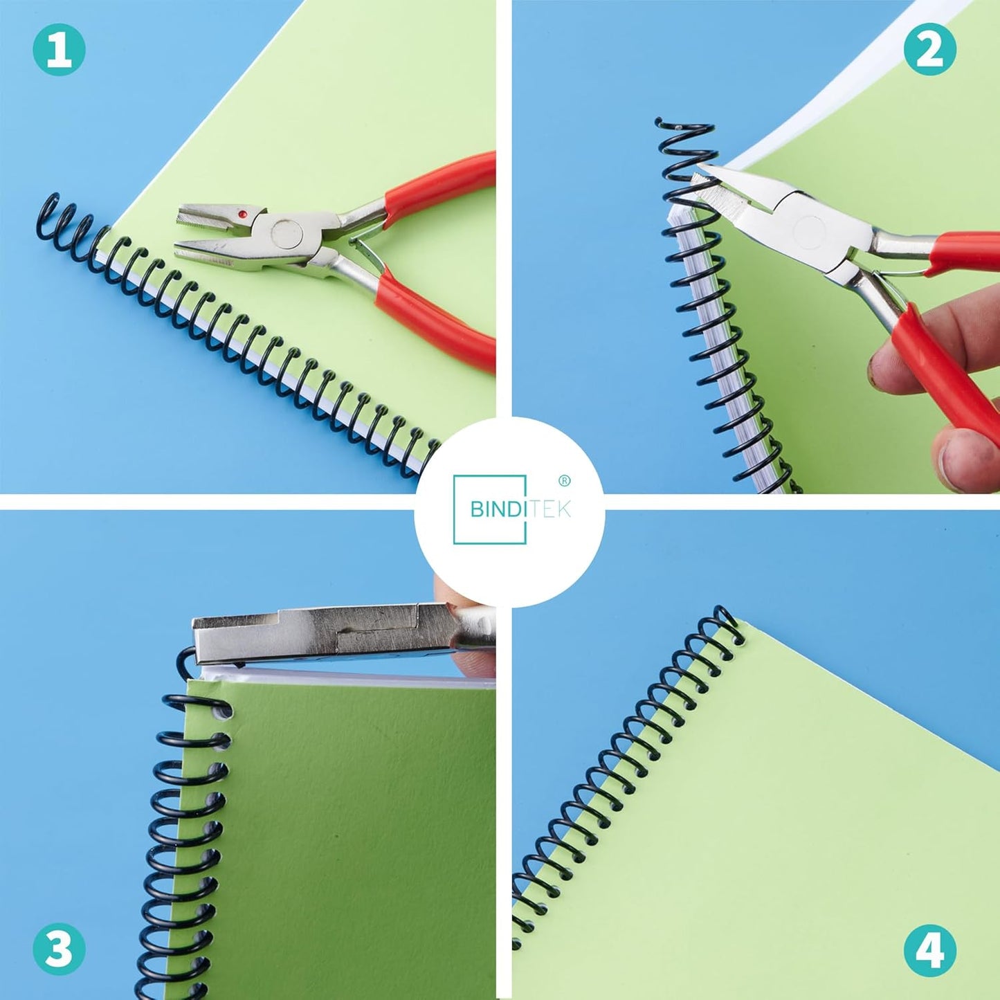 Binditek 100 Pack Plastic Spiral Binding Coils, 12mm(1/2"), 90 Sheet Capacity, 4:1 Pitch, Black, 48Loops, for Letter Size, for Students and Coworkers