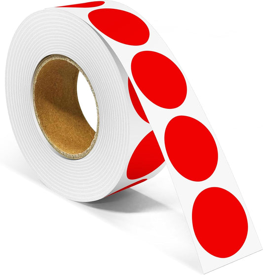 1 Inch Round Color Coding Labels, 1000 Dots Per Roll Red Color Coded Dot Stickers, Round Color Dot Labels for Organizing, Filing, and Storage