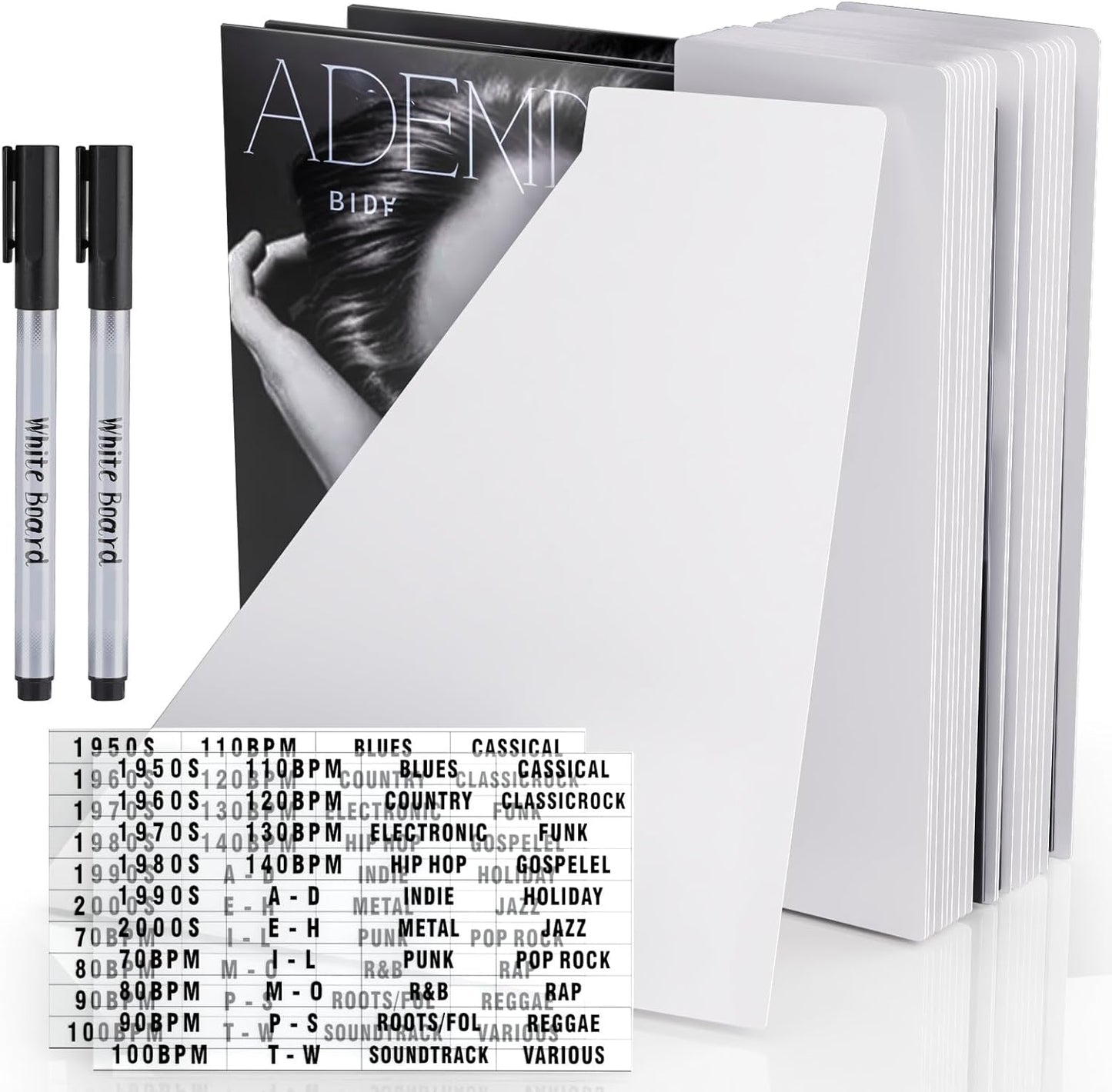 Facmogu 20PCS Vinyl Record Dividers, 12 Inches Reusable Index Card Dividers, Writable Blank DIY Album Vinyl Separators for LP DVD Record Organizer, Horizontal and Vertical Record Storage Card - White