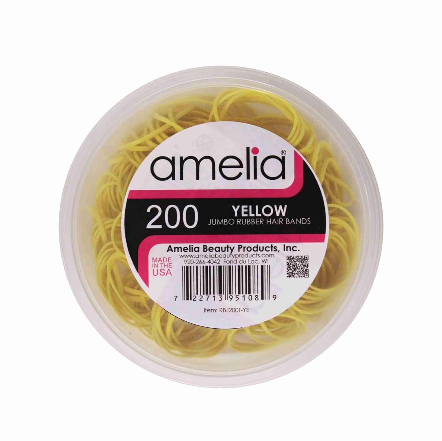 200, Jumbo Size, Yellow Color, US Made Rubber Bands for Pony Tails and Braids