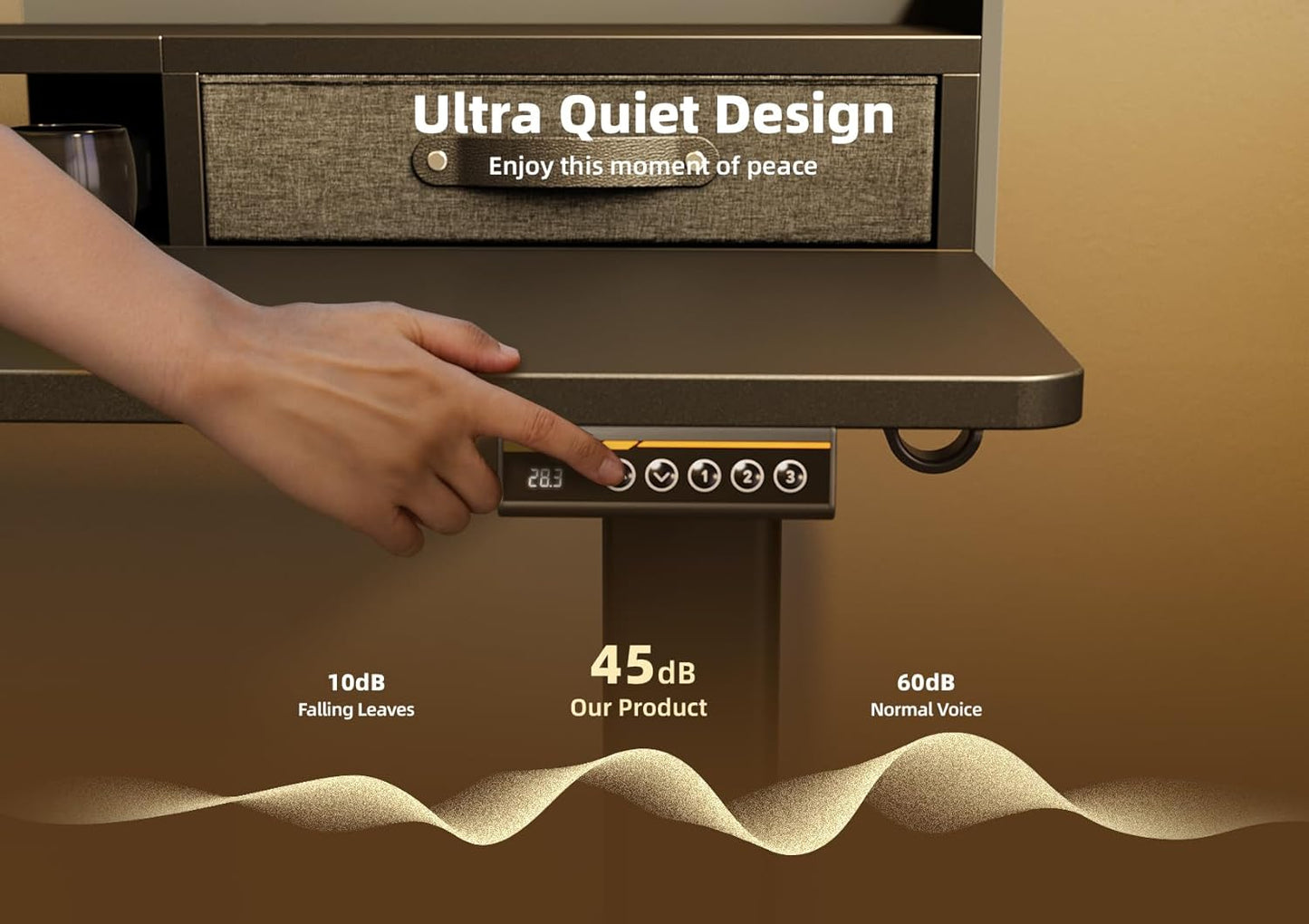 YDN Standing Desk with Drawers, 48 Inch Standing Desk Adjustable Height, Adjustable Electric Stand Up Sit Stand Small with Storage and Shelf, Black