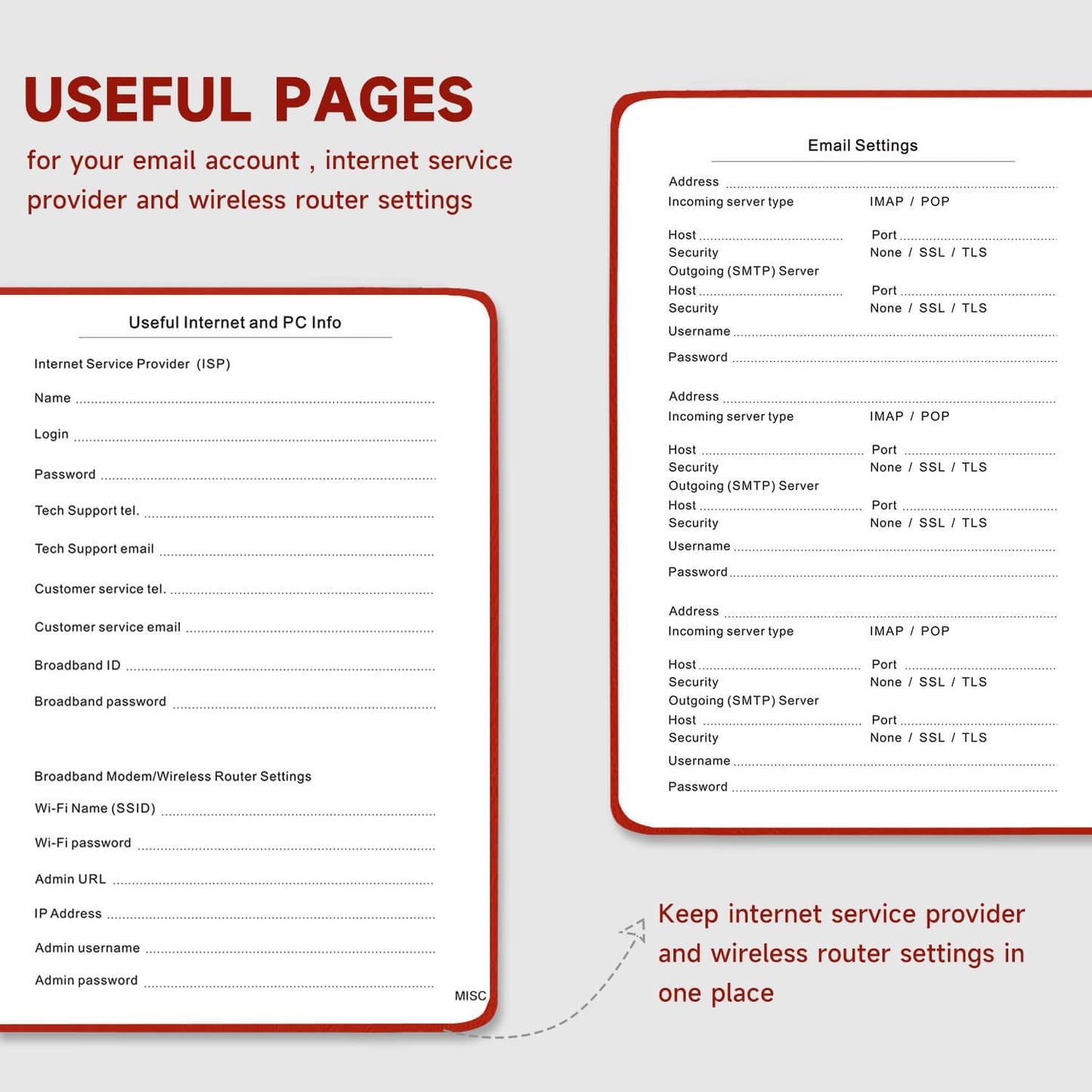 Password Book with Alphabetical Tabs – Hardcover Internet Address & Password Organizer – Password Keeper Notebook for Computer & Website – 7x 10" Log-in Password Journal w/Thick Paper (Red)