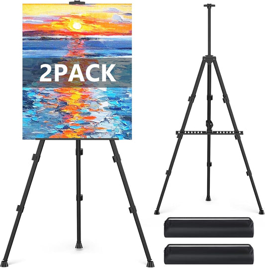 Easel Stand for Sign, Hemndic 66" Easels Stand for Painting Heavy Duty, Portable Travel Easel for Display (2 Pack)
