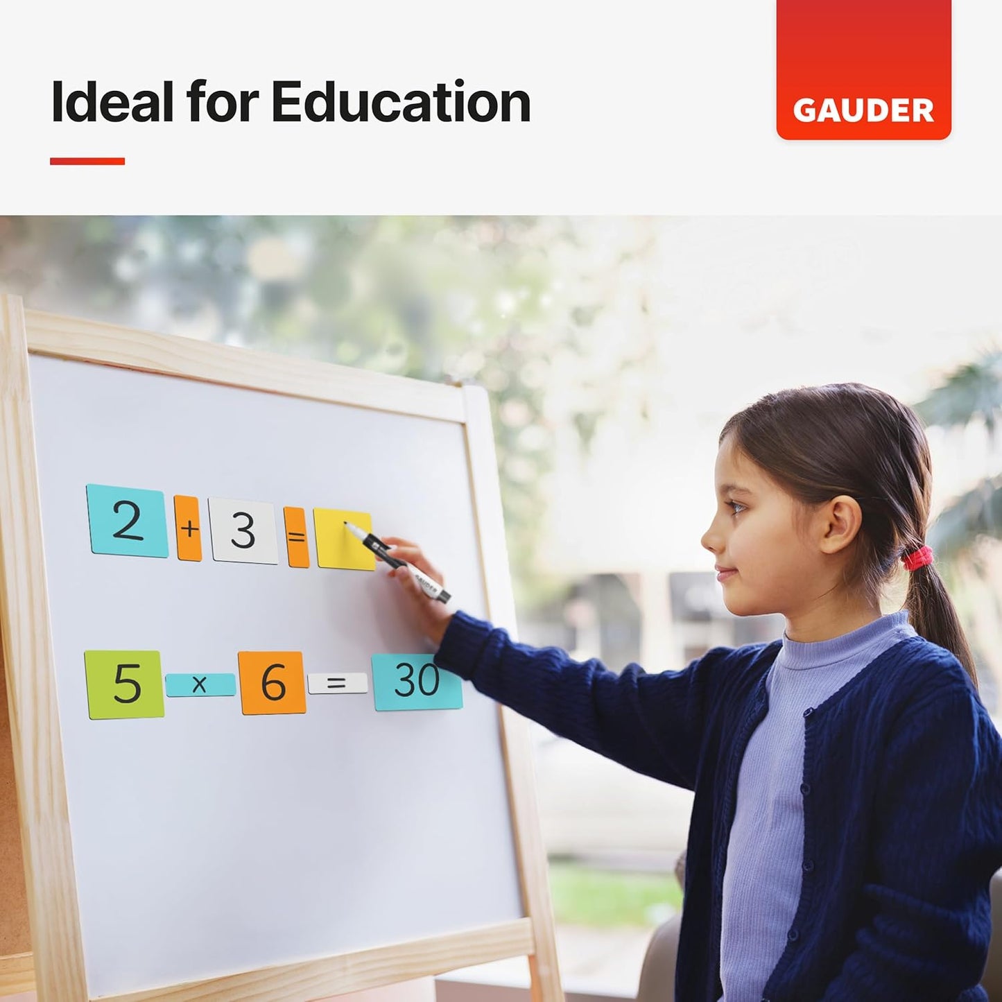 GAUDER Magnetic Labels Writable - Reusable Magnet Tags for Whiteboard, Chalkboard, Kanban Board and Refrigerator - Magnet Cards with Marker (30 Pack - 3 Sizes)