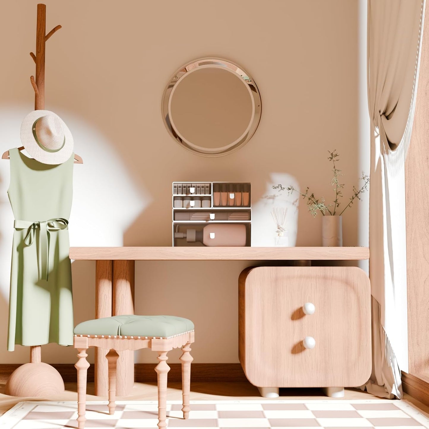 Desk Organizer Set, White & Clear Stackable Dustproof Storage Boxes for Desktop, Office, Bathroom, DIY Craft & Vertical Space Saving, Perfect for Makeup, Stationery Organization (5 Drawer)