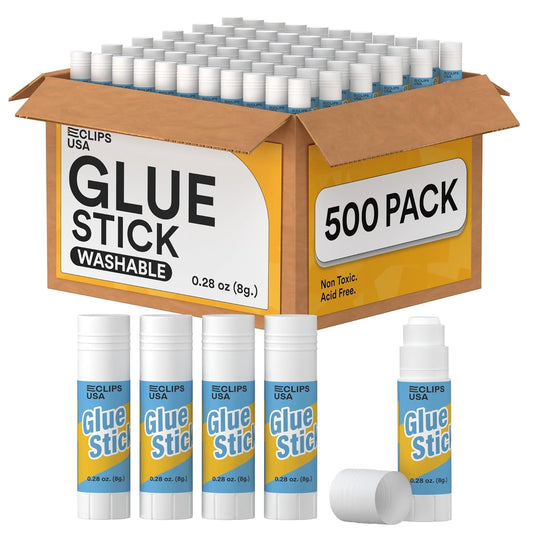 Glue Sticks Bulk (500 Pack), Washable Glue Sticks for Kids, Craft Glue for School Supplies, .28 oz, 8 Grams (500 Pack)