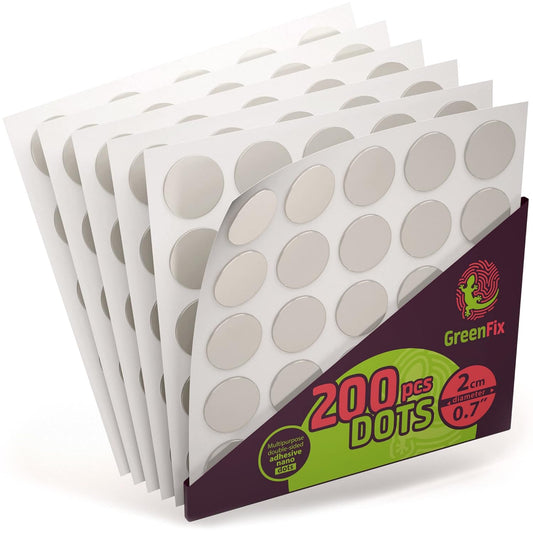 Double Sided Sticky Dots 200PCs - Clear Round Mounting Putty - Sticky Tack for Hanging - Picture Hangers Without Nails - Adhesive Double Sided Tape Dots - Poster Putty Removable