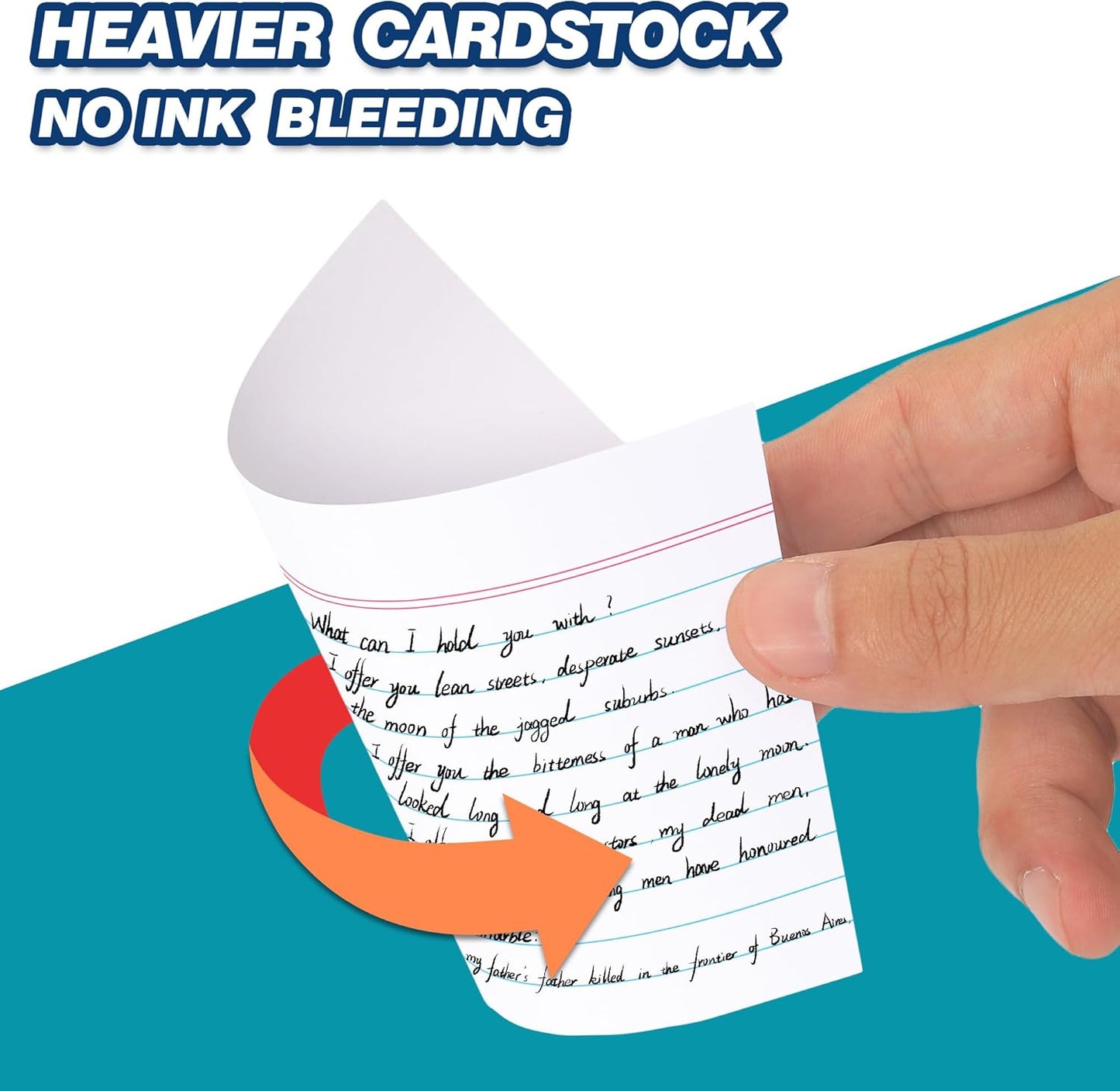 Chell Extra Heavyweight Ruled Index Cards 3x5 Inch, No Bleed-Through, 100 Count, Ruled Front and Blank Back, 85 lb. Cover Weight, White